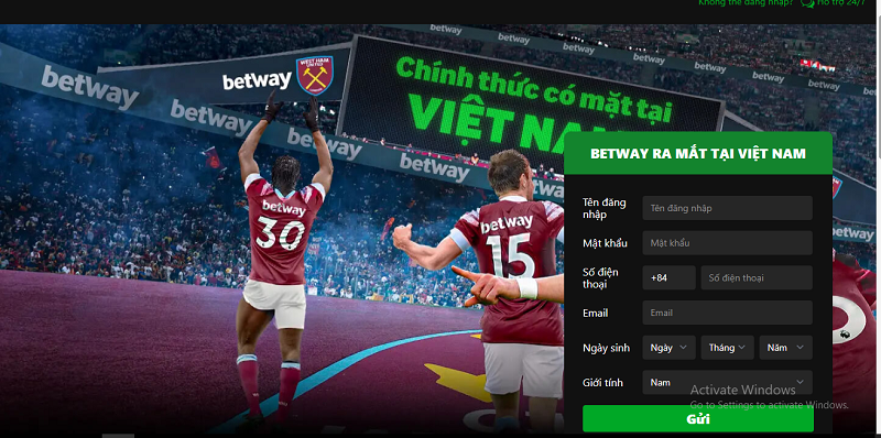 Hướng dẫn tạo tài khoản Betway mới